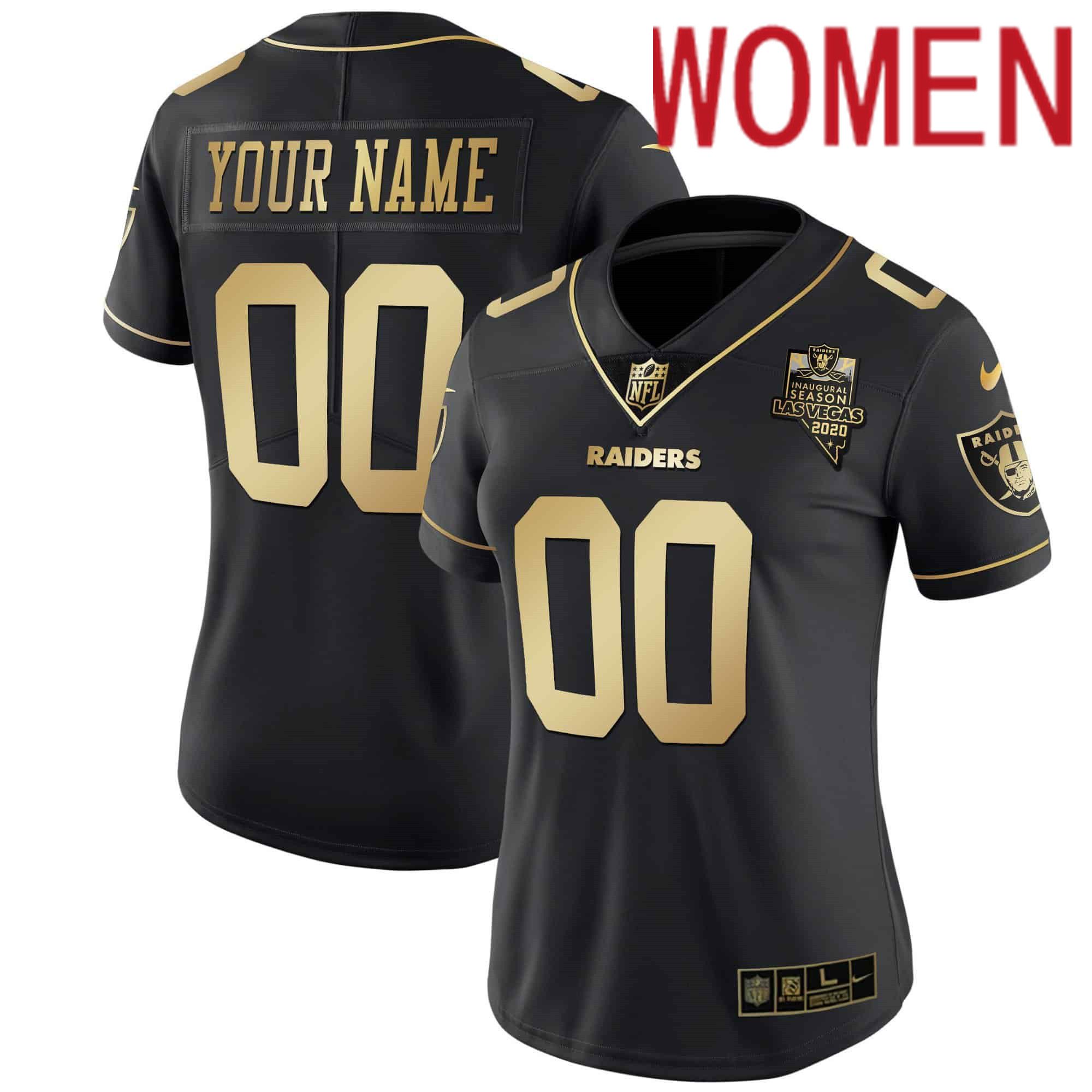 Women Oakland Raiders 2024 Nike Vapor Black Gold & Black Inverted Limited Custom NFL Jersey style 1->customized nfl jersey->Custom Jersey